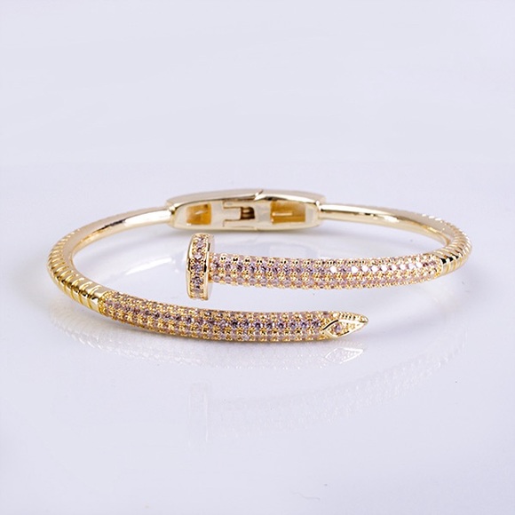 Jewelry - 18KGP PAVE NAIL BANGLE